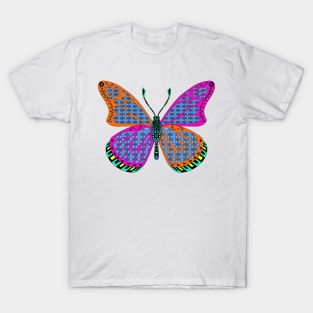 miss butterfly mariposa in mexican kawaii totonac patterns T-Shirt